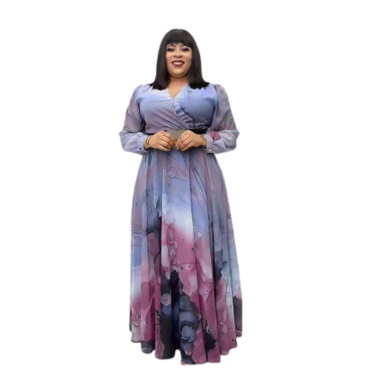 1943 MuslimQLO Literary retro V-neck dress african maxi print dresses for women  wholesale clothing south africa