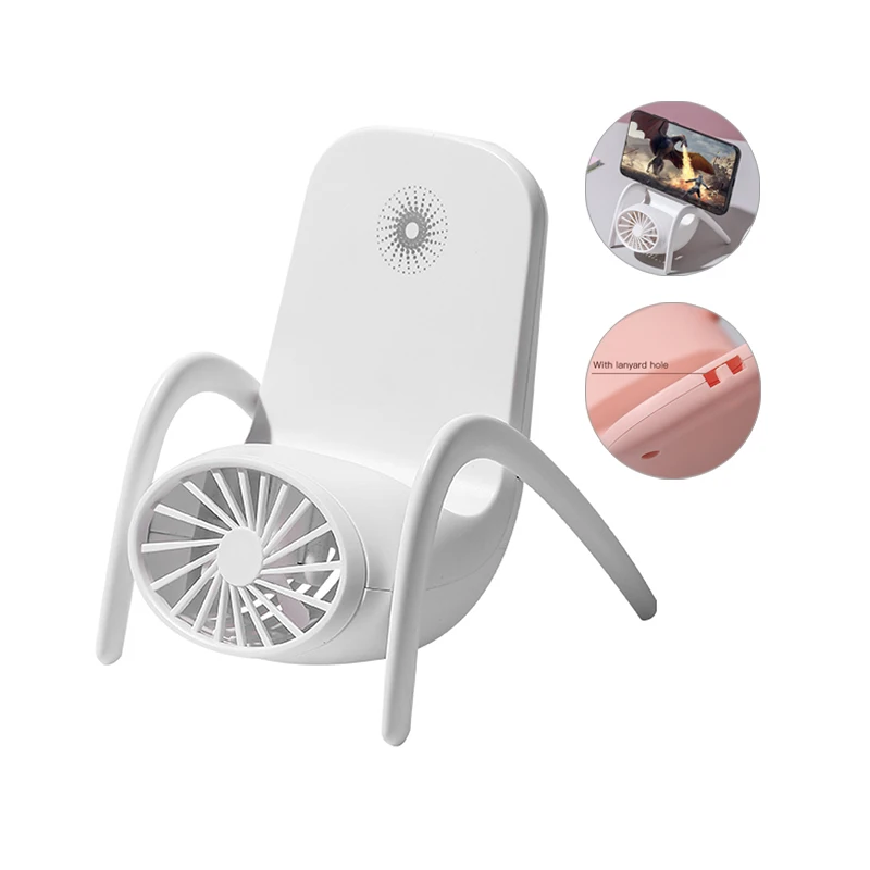 2 In 1 Portable Desktop Cool Fan with Phone Holder and Cord Hole Home Colorful LED USB Fan Wind Cooler