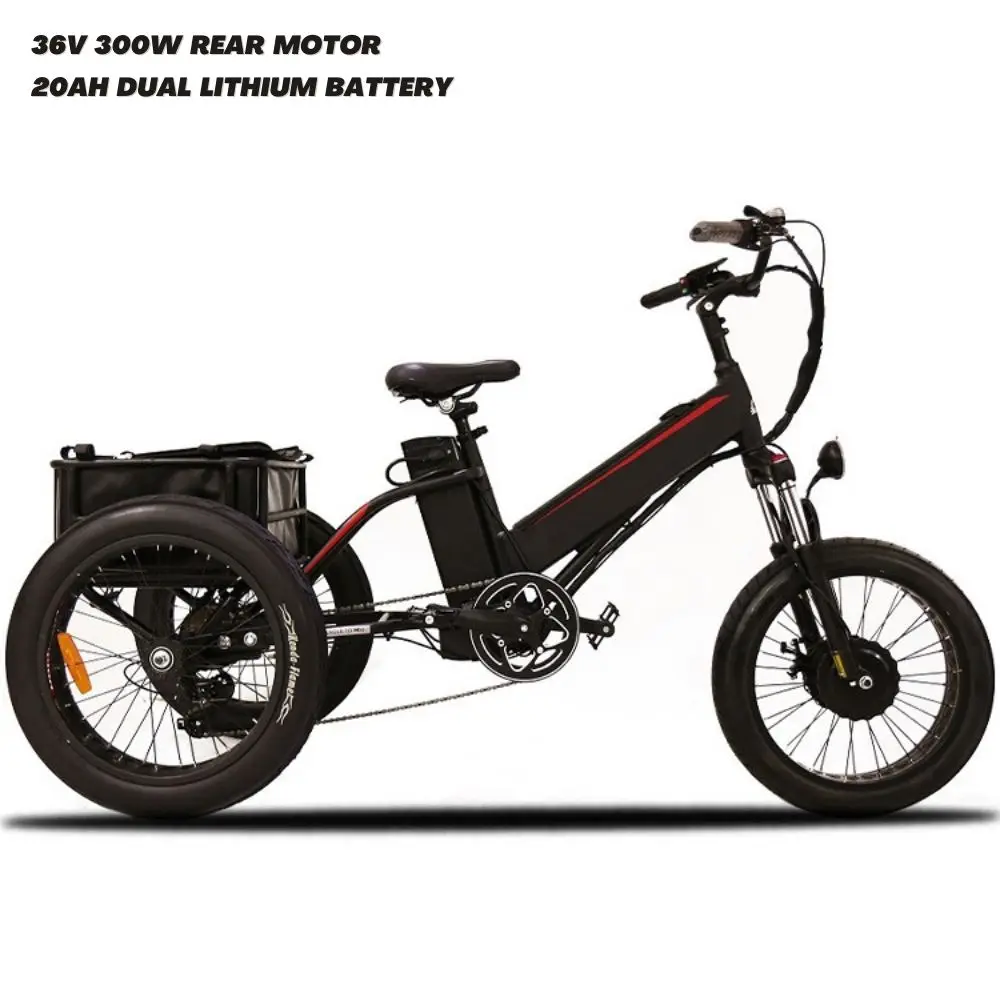 300W bicycle 3 wheel adult e-trike triciclo/elettrico three-wheeler electric cargo trike bicycle electric pedicab