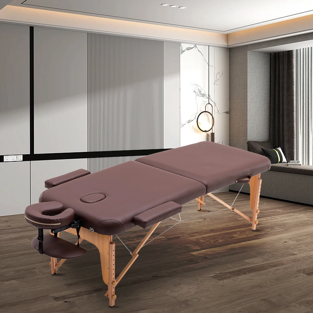 Most Popular Wood Base Camillas De Masajes Adjustable Synthetic Leather Massage Table Spa Adjustable Bed With Massage