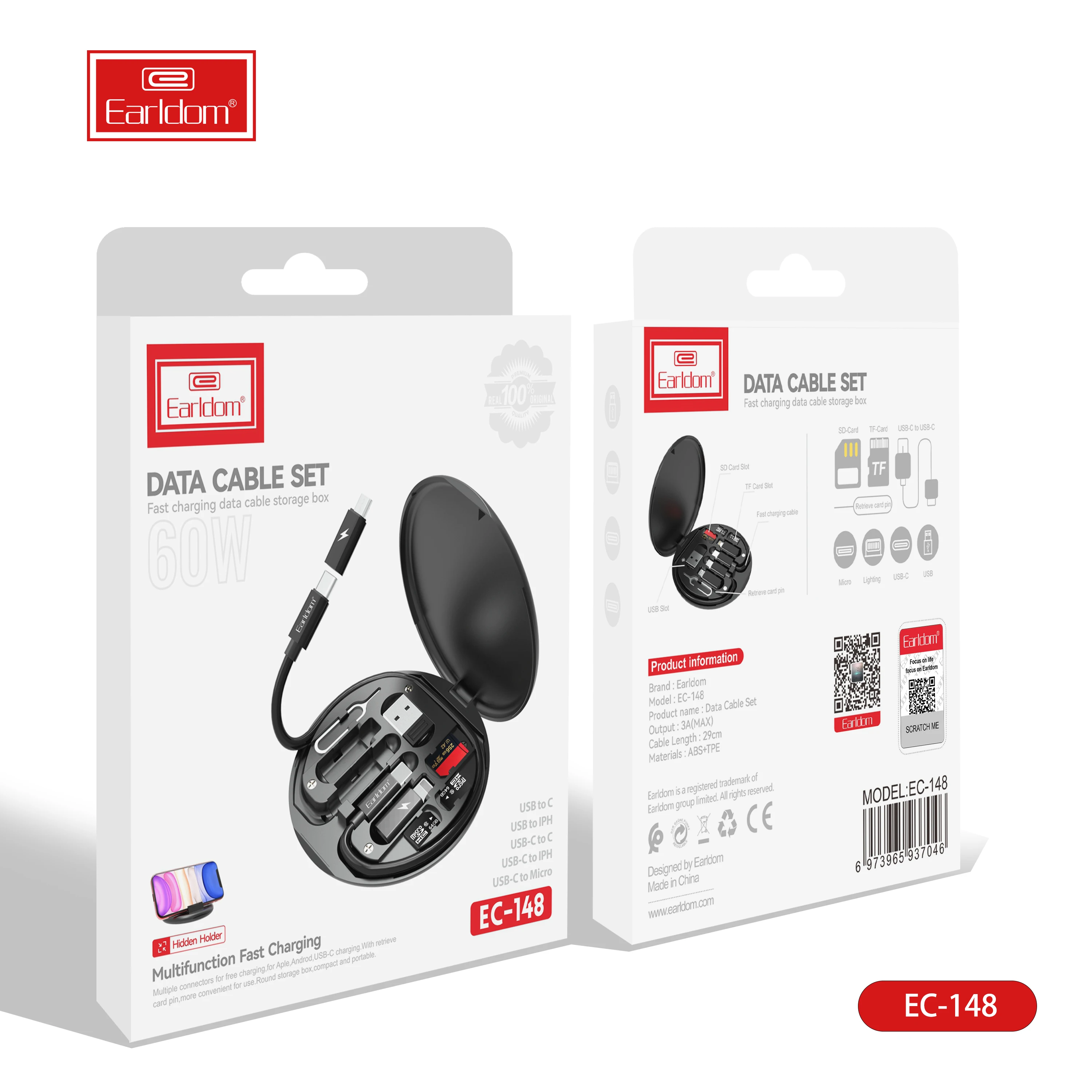 EARLDOM 5 in 1 usb charging cable Usb Cable Set multi charging cable fast charge for phone usb