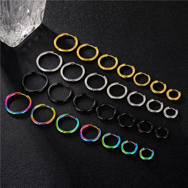 Fashion 1pc Women Man Piercing Ear Cartilage Tragus Simple Thin Circle Ear Buckle Stainless Steel Small Huggie Hoop Earrings