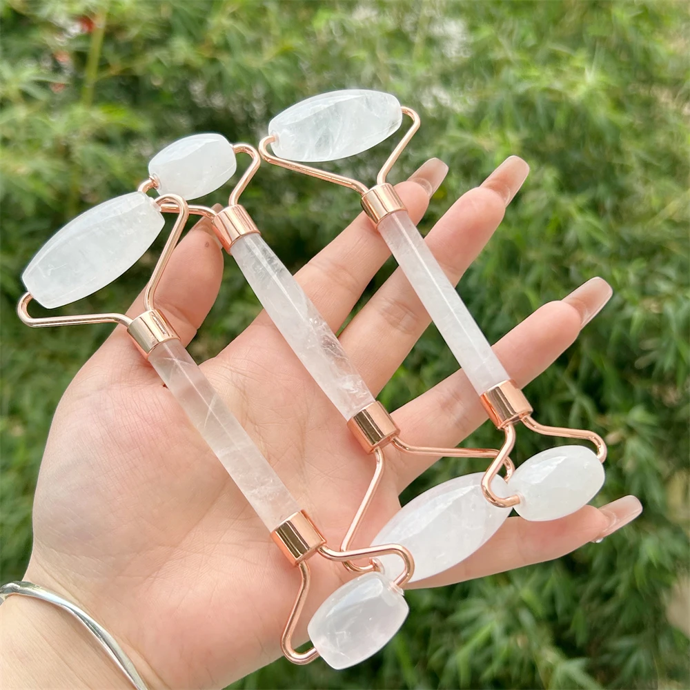 Wholesale fashion natural crystal polishing clear quartz round bead massage roller rod for lady women gifts