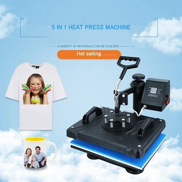 China manufacturer 5 in 1 29*38cm multiple function heat press machine for sublimation transfer