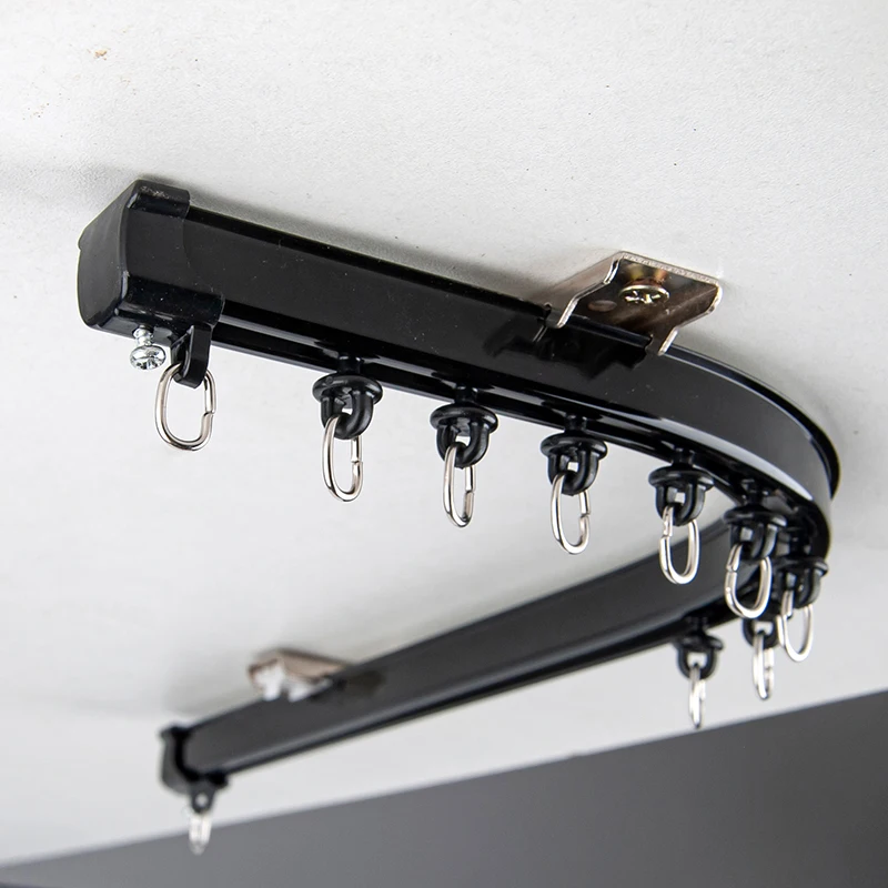 Iksun manufacturer hotel hospital metal ceiling mount double curtain rail flexible bendable curtain track aluminium