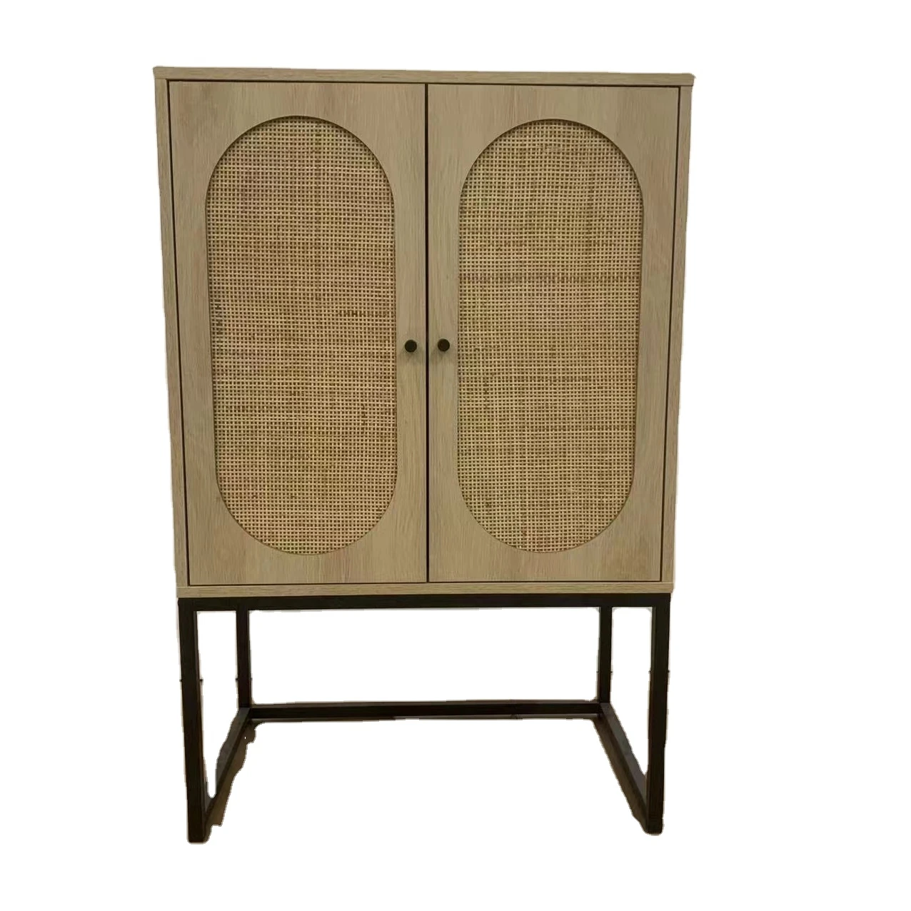 Sideboard Buffet Cabinet, Kitchen Storage Cabinet with Rattan Decorated Doors, for Dining Room, Hallway, Cup