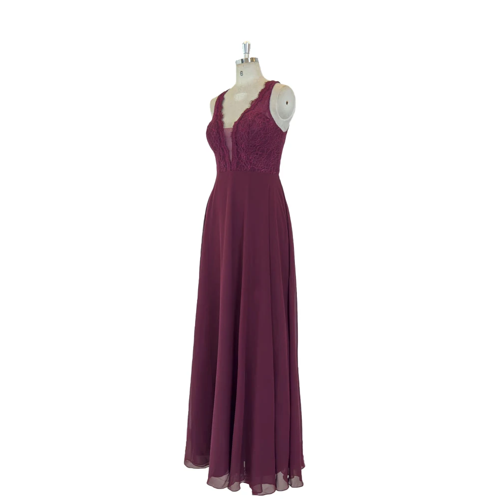 TEENYEE  Elegant Fashion A-Line Lace Plus Size Sexy Party Dress Bridesmaid Evening Floor Length Ball Gown Dress