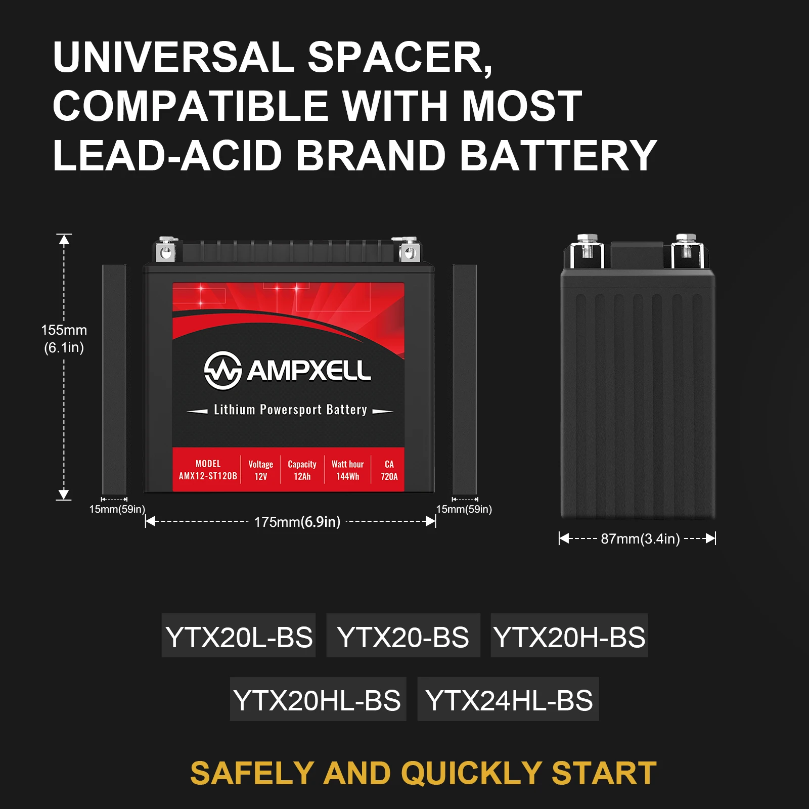 YTX20BS/YTX20L/YTX20H/YTX20HL-BS Manufacturer Sell 12v 12ah  Lifepo4  High Rate Motorsports Starter Battery