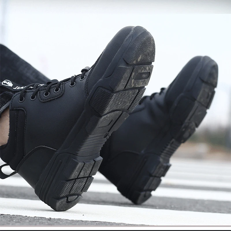 Custom In stock fashion keep warm in winter rubber sole antistatic industrial protective lightweight steel toe safety work shoes