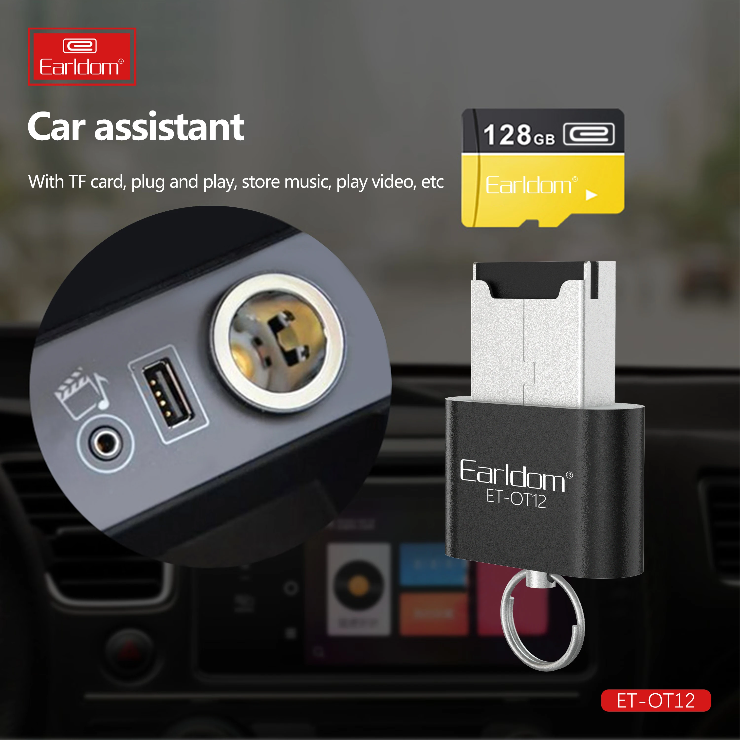 Earldom mini usb card reader 2.0 USB with TF Card Slot Max Support 128GB Memory for Computer