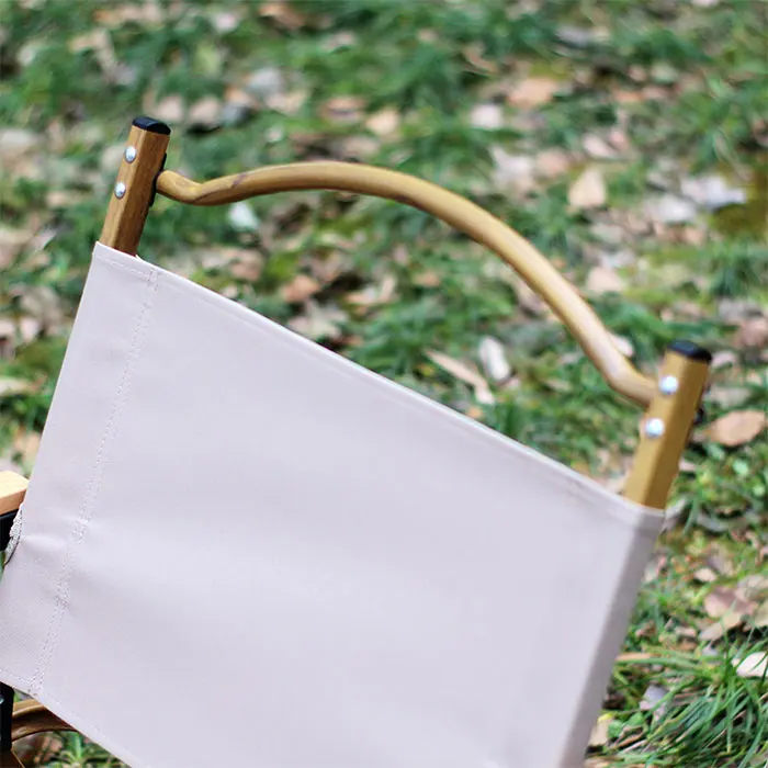 Outdoor Wood Grain Aluminum Stool Wooden Handrail Folding Camping Chairs