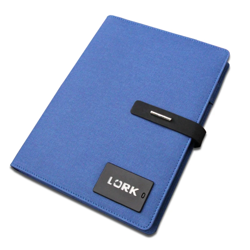 Custom Power Bank Notebook with Colorful Light Logo PU A5 Leather Diary Note Book for Office Stationery