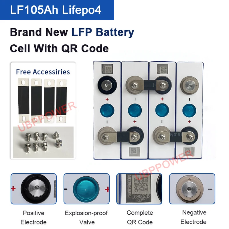 Ubppower Us Stock Electric Forklift 100 Amp Hour 100A 90Ah Lithium Batteries 3 2V 105Ah 3.2V 100Ah Lifepo4 Battery Cell