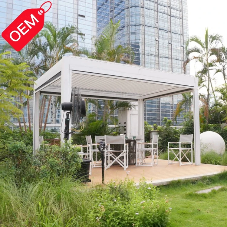 Customized Sustainable ECO FRIENDLY waterproof Factory Price Aluminum Waterproof Rustproof Motorized Model Pergola Gazebo
