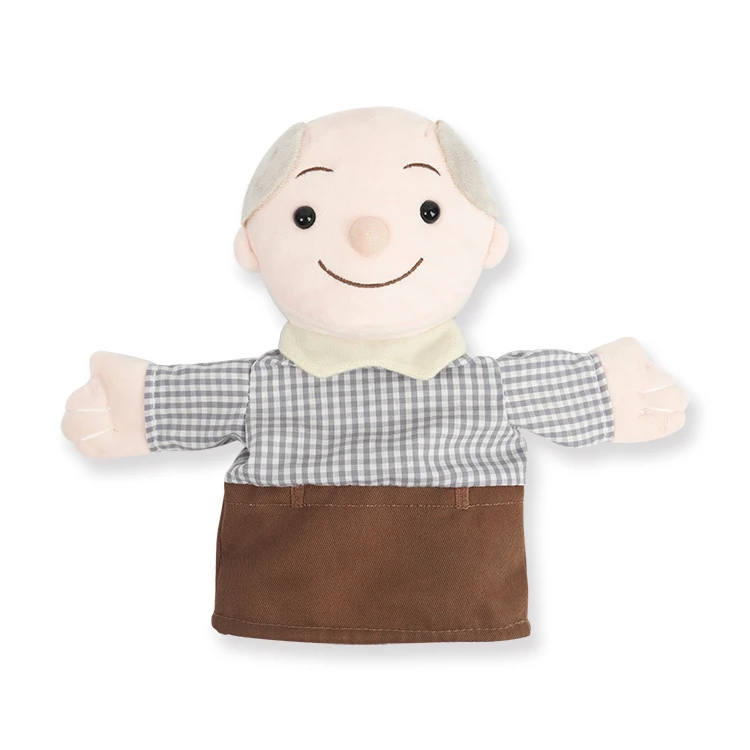 Customized theatre doll plush toy grandpa grandma hand puppet