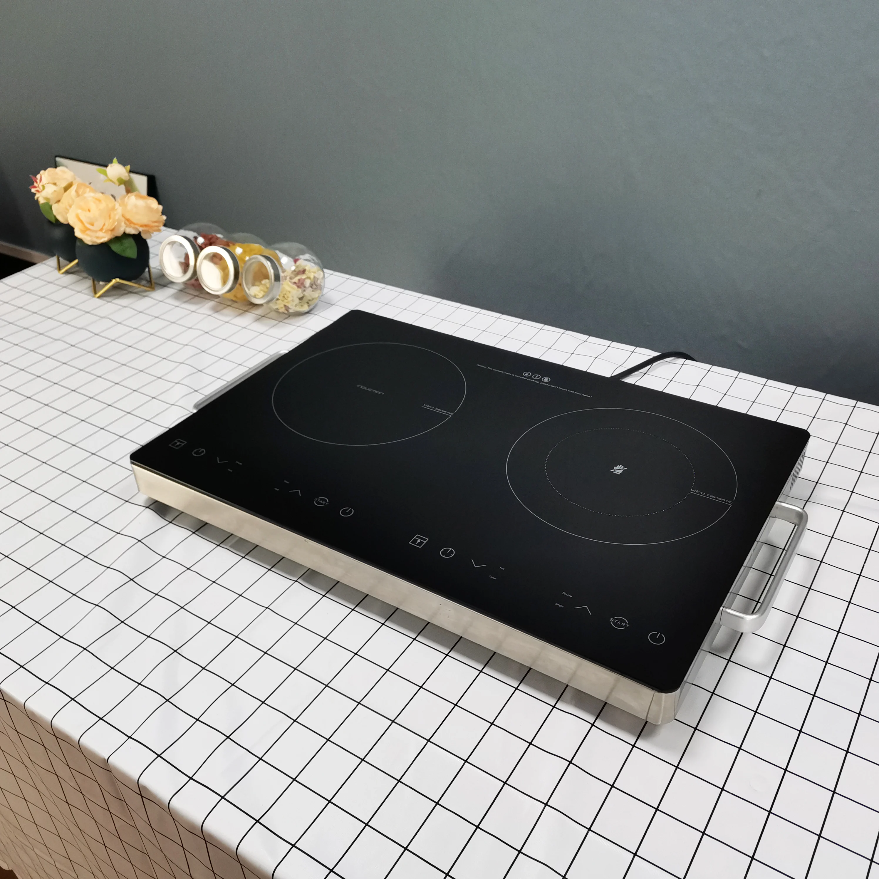 Kitchen Appliance Commercial Double Burner Induction Cooker OEM Steel Switch Ceramic Glass For
