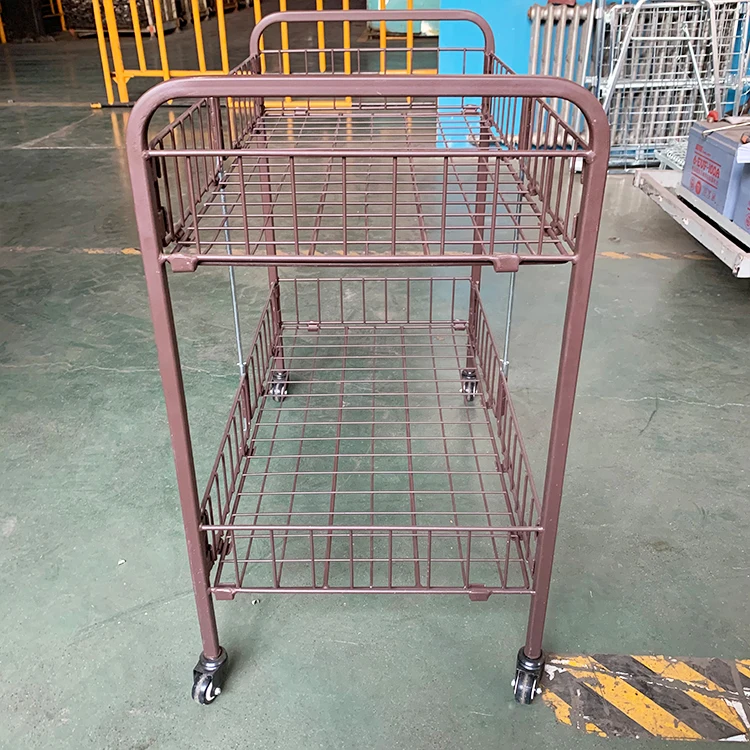Flower Display Trolley Greenhouse Plant Transport Steel Wire Mesh Flower Trolley