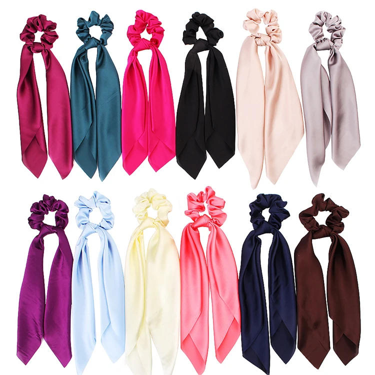 ponytail scrunchie hair ties scarf elastic hair ribbon for women bow ties scrunchies hair bands