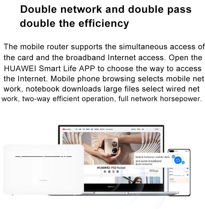 New HUAWEI B535-836 Router 4G CPE Cat 7 300Mbps Routers WiFi Hotspot Router with Sim Card Slot 4 Gigabit Ethernet ports