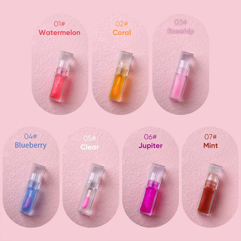 Custom Logo Color Changing Lip Gloss Plumper Flavoring Oil Fruit Tint Glow Private Label Lip Oil