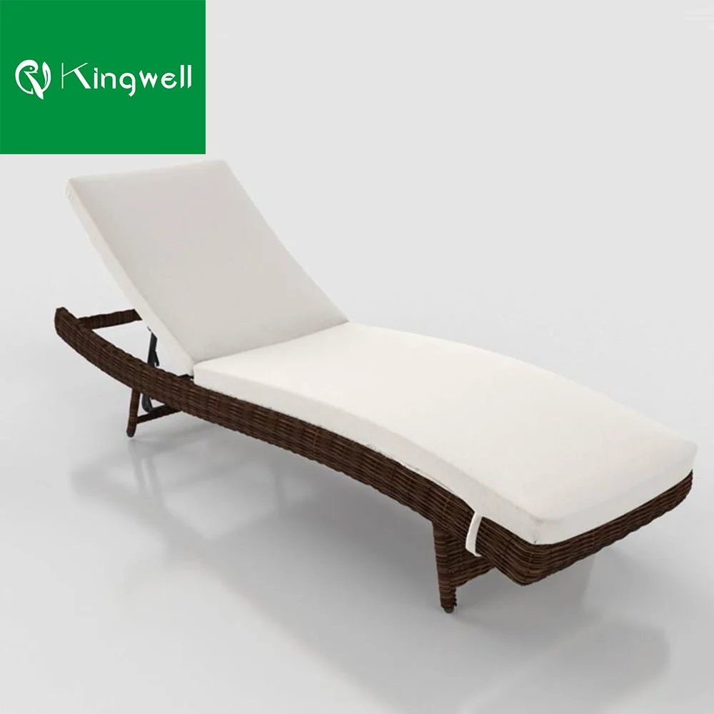 Plastic Rattan Sun Lounger Lounge Bed Garden Outdoor Furniture Swimming Pool Use