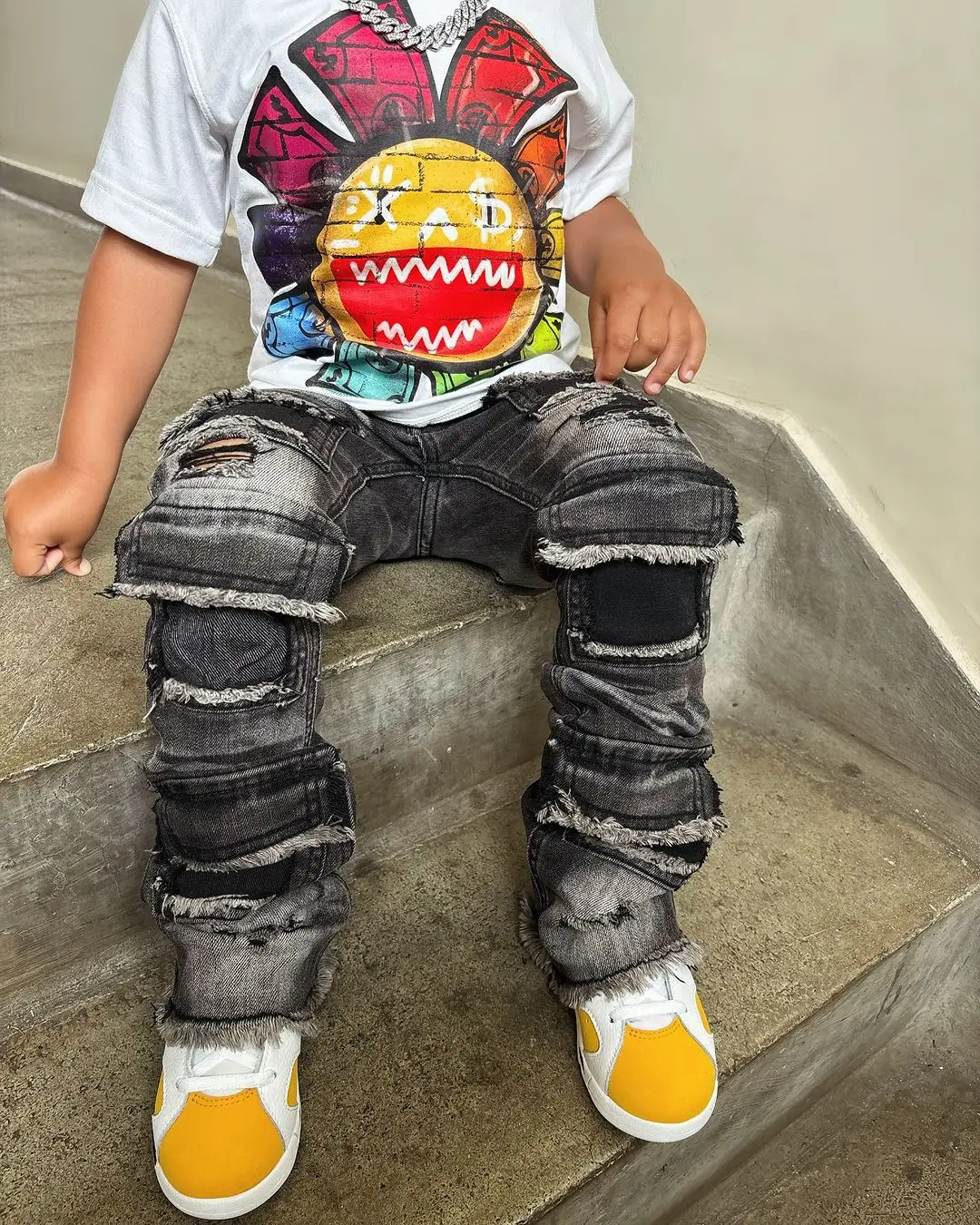 Custom 2024 Kids clothing soft jeans spring autumn boys and girls Korean style solid color casual high waist baby pants