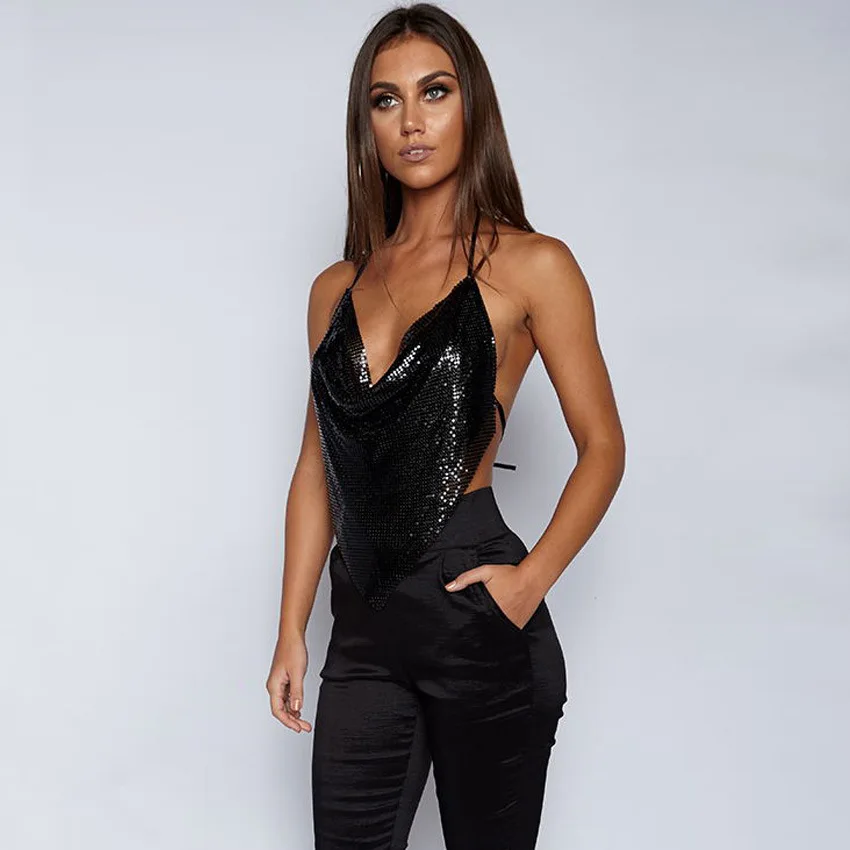 S1031A 2020 wholesale shining club clothes women sexy sequins crop tops