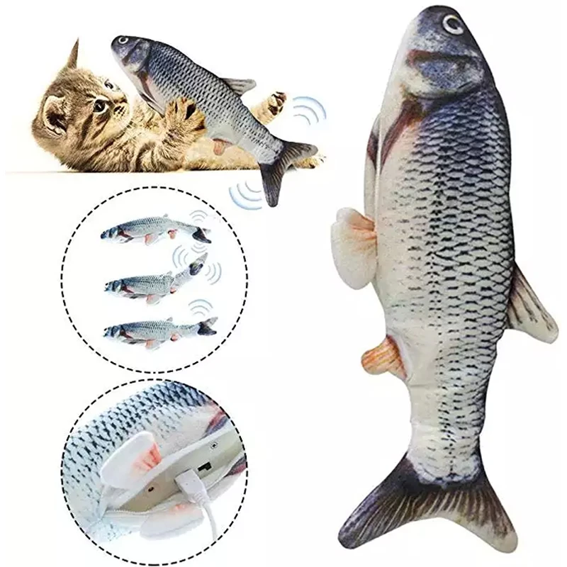 Pet Soft Plush 3D Fish Shape Cat Toy Interactive Gifts Toys Robot Fish Usb Fish Toys