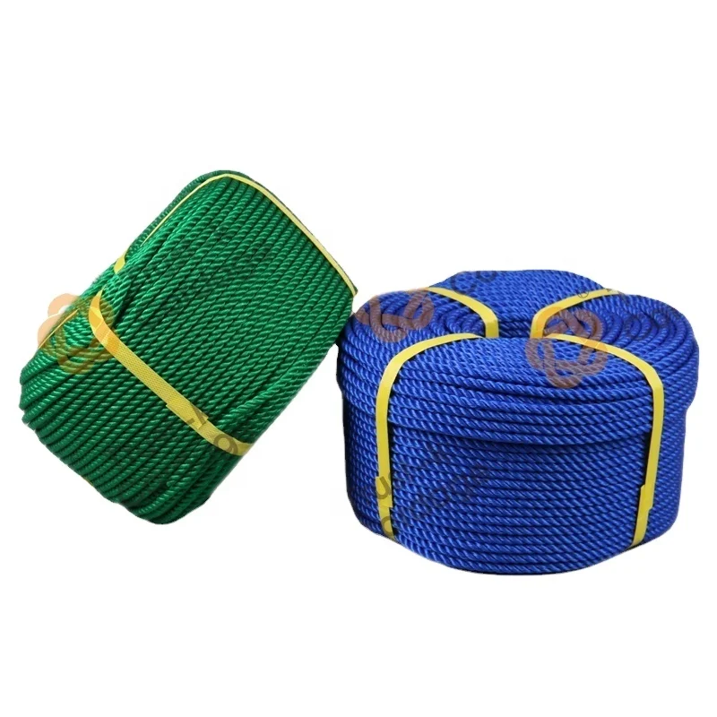 High Tension Easily Knots Floating UV Resistant 16mm 18mm 660M Blue Fishing Polysteel PP Danline 3 Strand 4 Strand Twist Rope