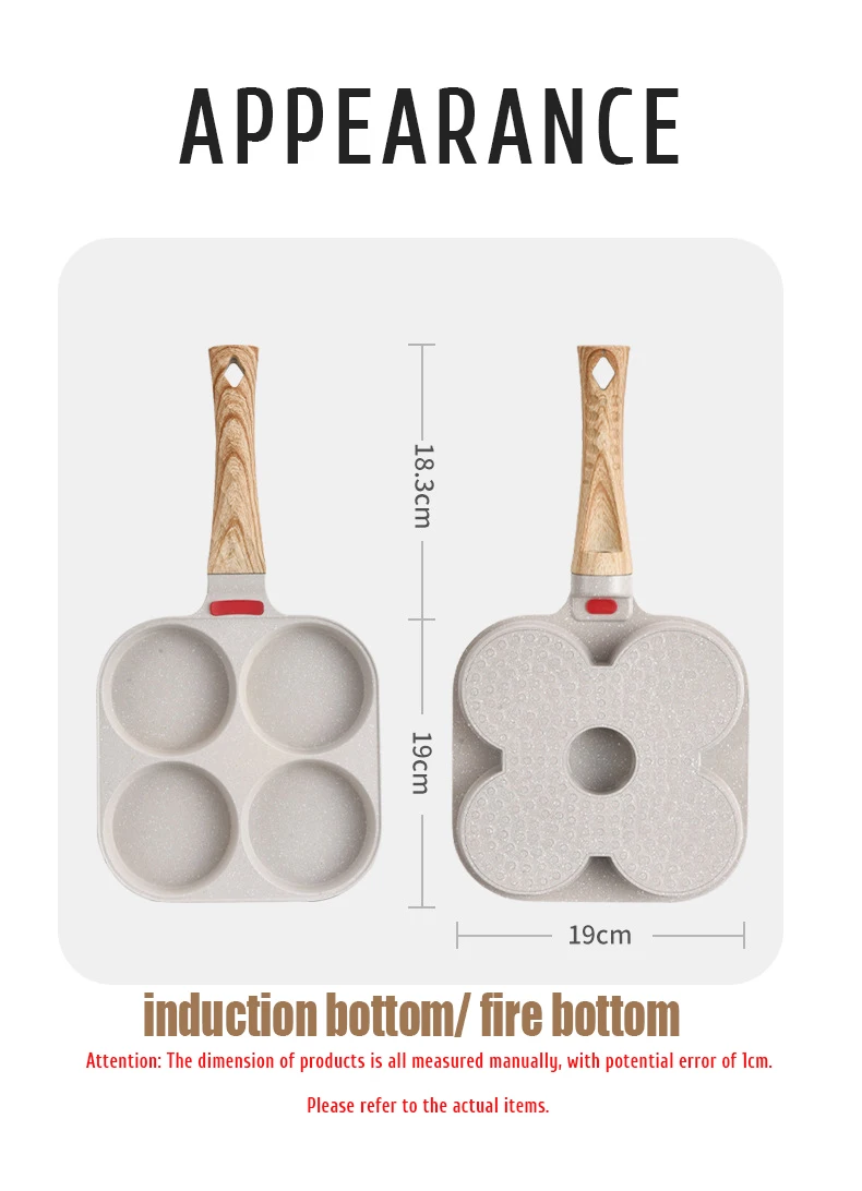 KALA Medical Stone Omelette Pan Four-Hole Non-Stick Egg Pastry Cookware Pot Mini Omelette Breakfast Pan New