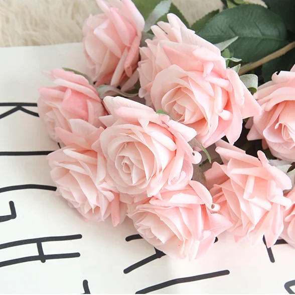 Artifical silk latex 9cm real touch rose artifical rose flower top quality best price