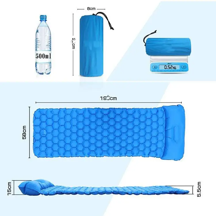 High quality Outdoor Camping TPU Material Inflatable Mat Air Sleeping Pad Mattress for Camping with pillow