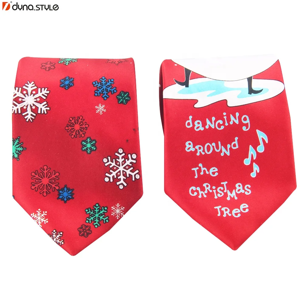 Lazy String-Pulling Polyester Woven Xmas Christmas Tie for Men