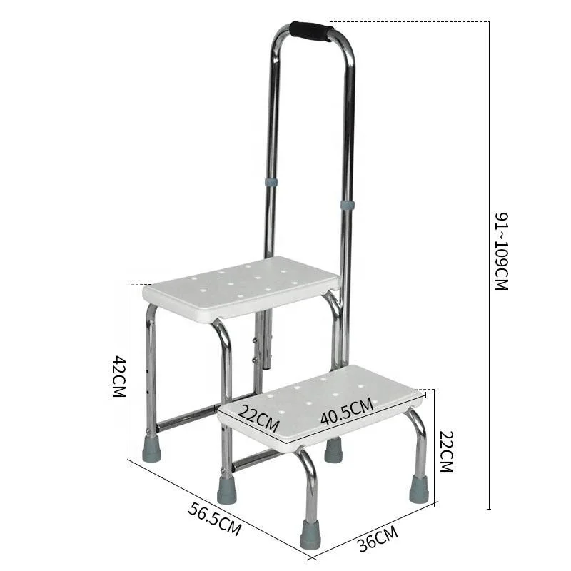 Lightweight Bath Shower Kick Step Stool Non-Slip Foot Steel Safety Feet Step Stools with Handrail