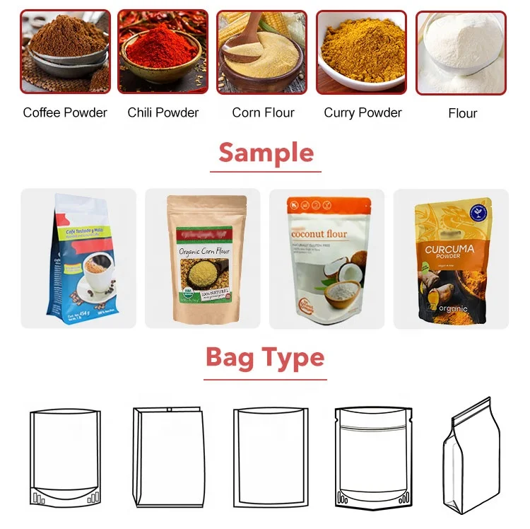 automatic premade powder plastic zipper pouch vertical form fill seal packing machine with auger filler