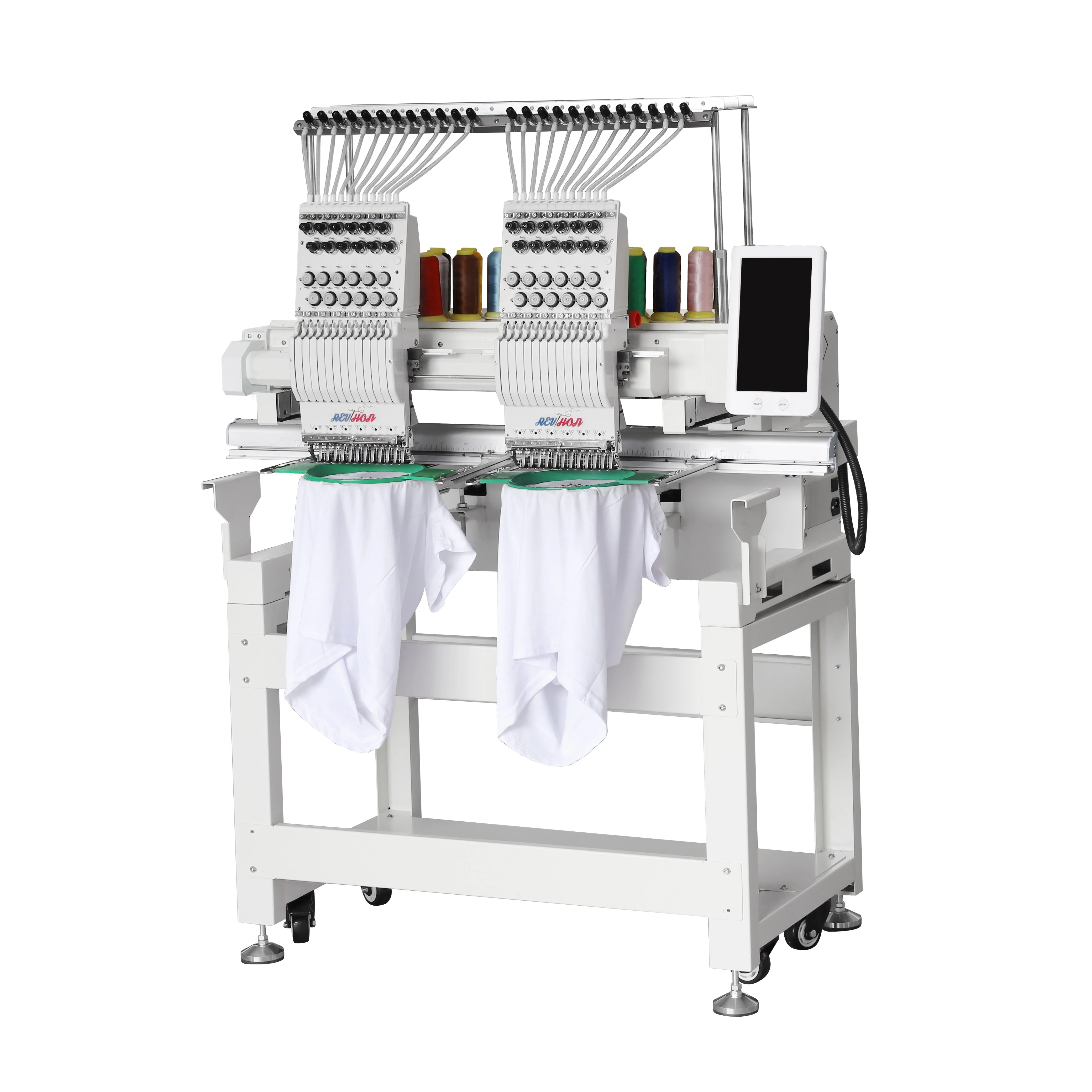 REVHON Chinese factory high quality  9/12/15 needles t-shirt cap computer Embroidery Machine 2 heads