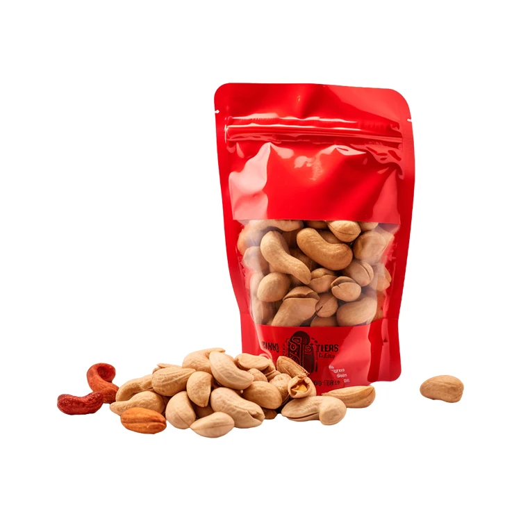 Popular Hotsale Custom Logo Stand Up Plastic Food Snack Spice Nut Packaging Zipper Pouch With Window