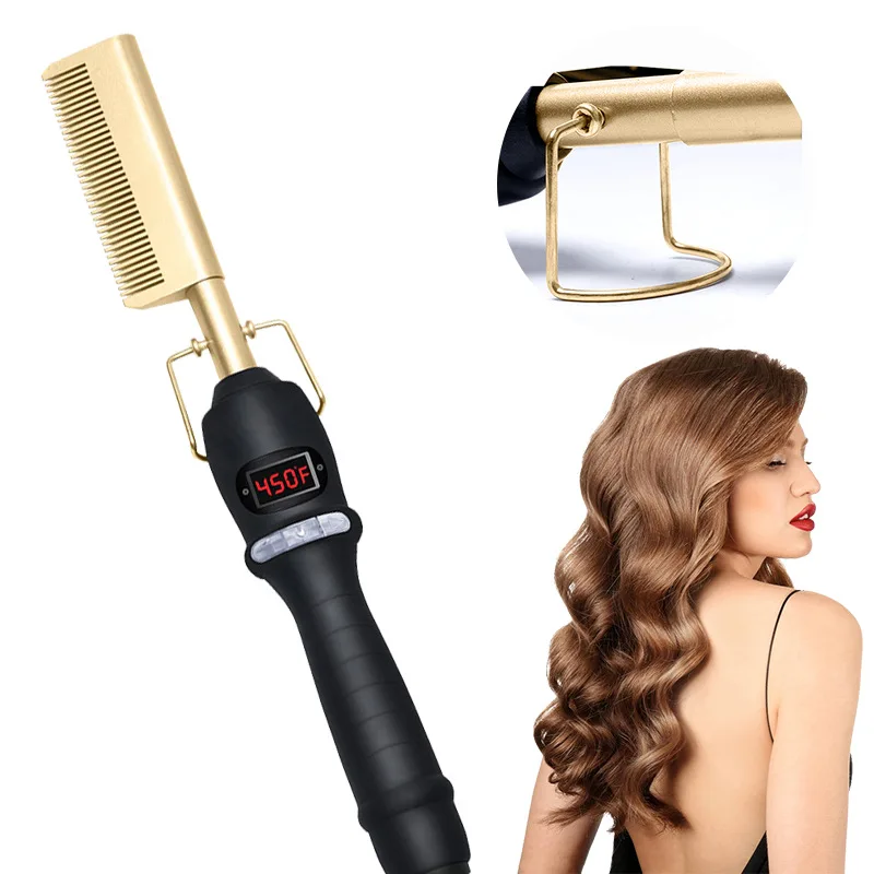 3 in 1 Household Hair Curler Wet and Dry Copper Comb Multifunctional Straight Comb Beard Comb