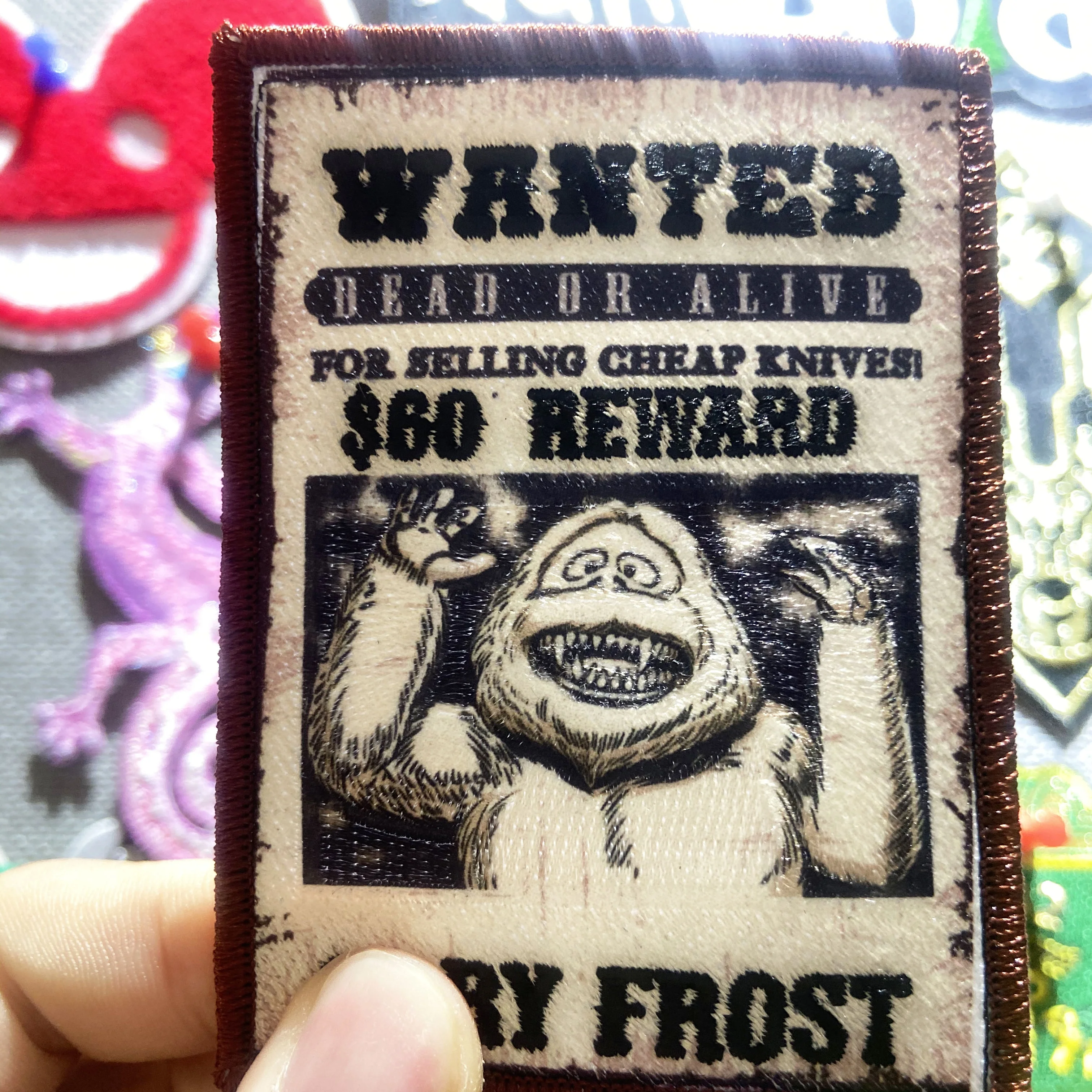 Custom iron on sew on hook and loop laser cut embroidery cartoon animal  patch badge for decoration