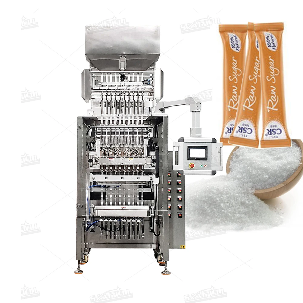 Multi-lane automatic vertical instant coffee stick pack sugar sachet powder packing machine 10 lane sugar packing machine