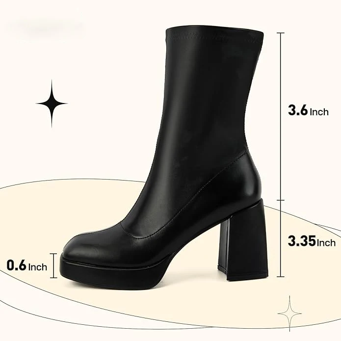 Custom Handmade High Quality Luxury Women Platform Chunky Heel Leather Ankle Boots for Ladies Manufacturer Wholesale Supplier