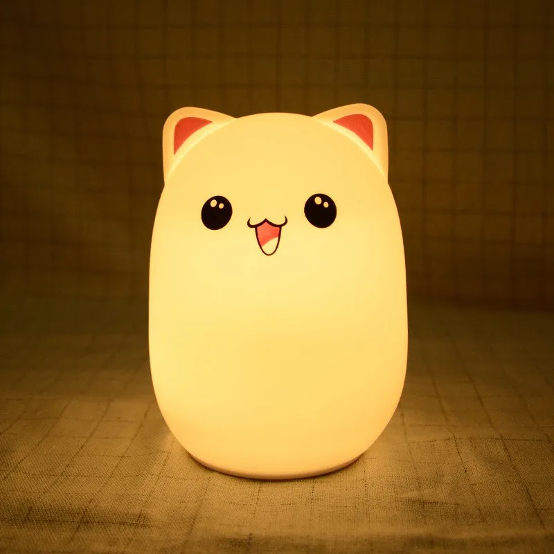 Ночник силиконовый с питанием от USB, лампа для спальни, девушки с сердечком и сенсорным управлением, креативный мультяшный светодиодный цветной фонарь с аккумулятором