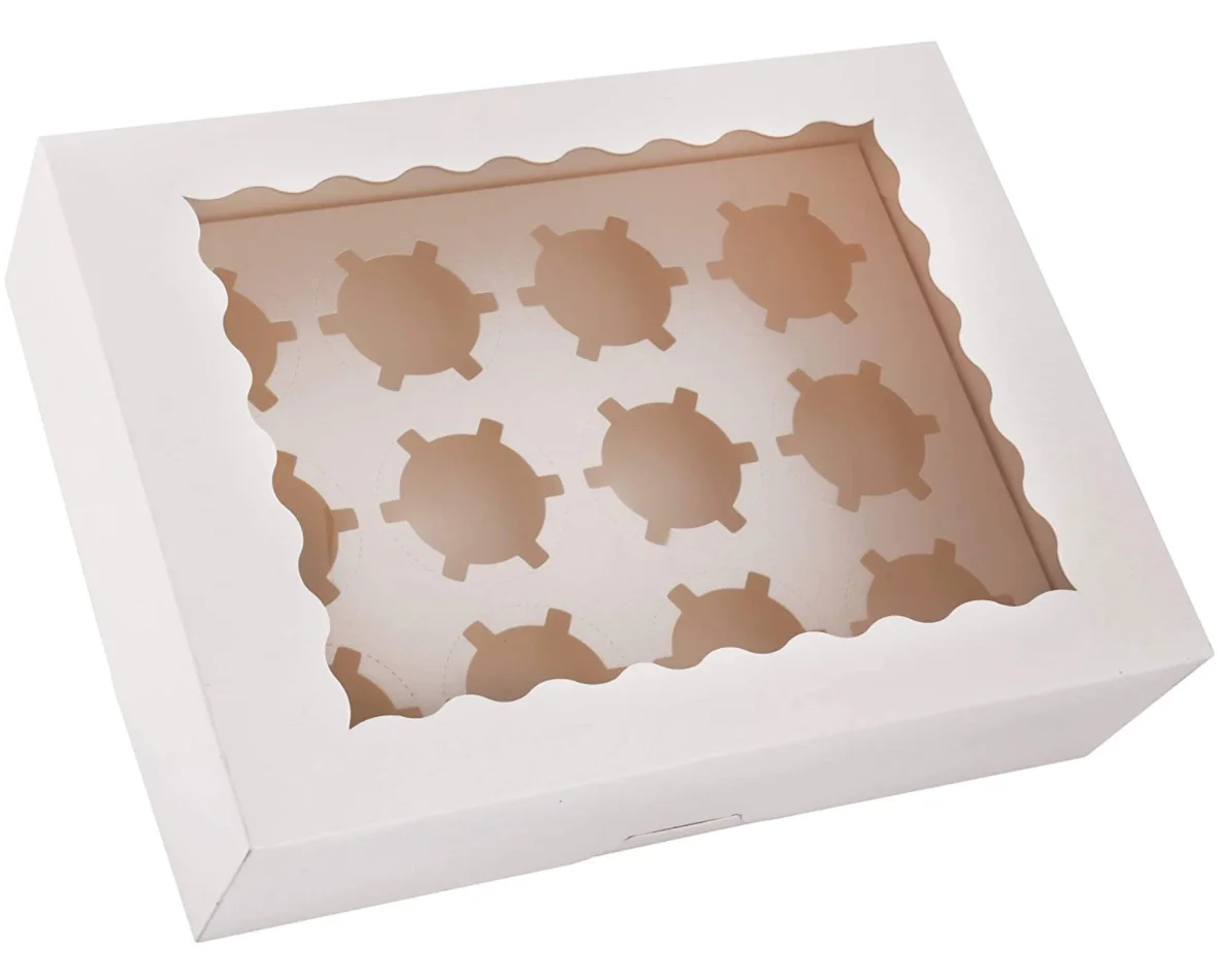 Custom wholesale White cake Paper Boxes With 12 holes Auto-Popup Cupcake Box Macaron pastry box
