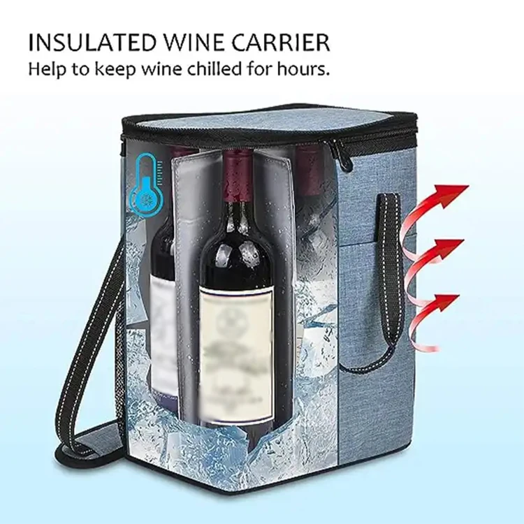Wilson Customized Logo Pvc Beer Wine Cooler Lunch Bag Leakproof Six Bottle Wine Carrier Tote Bag with Dispenser