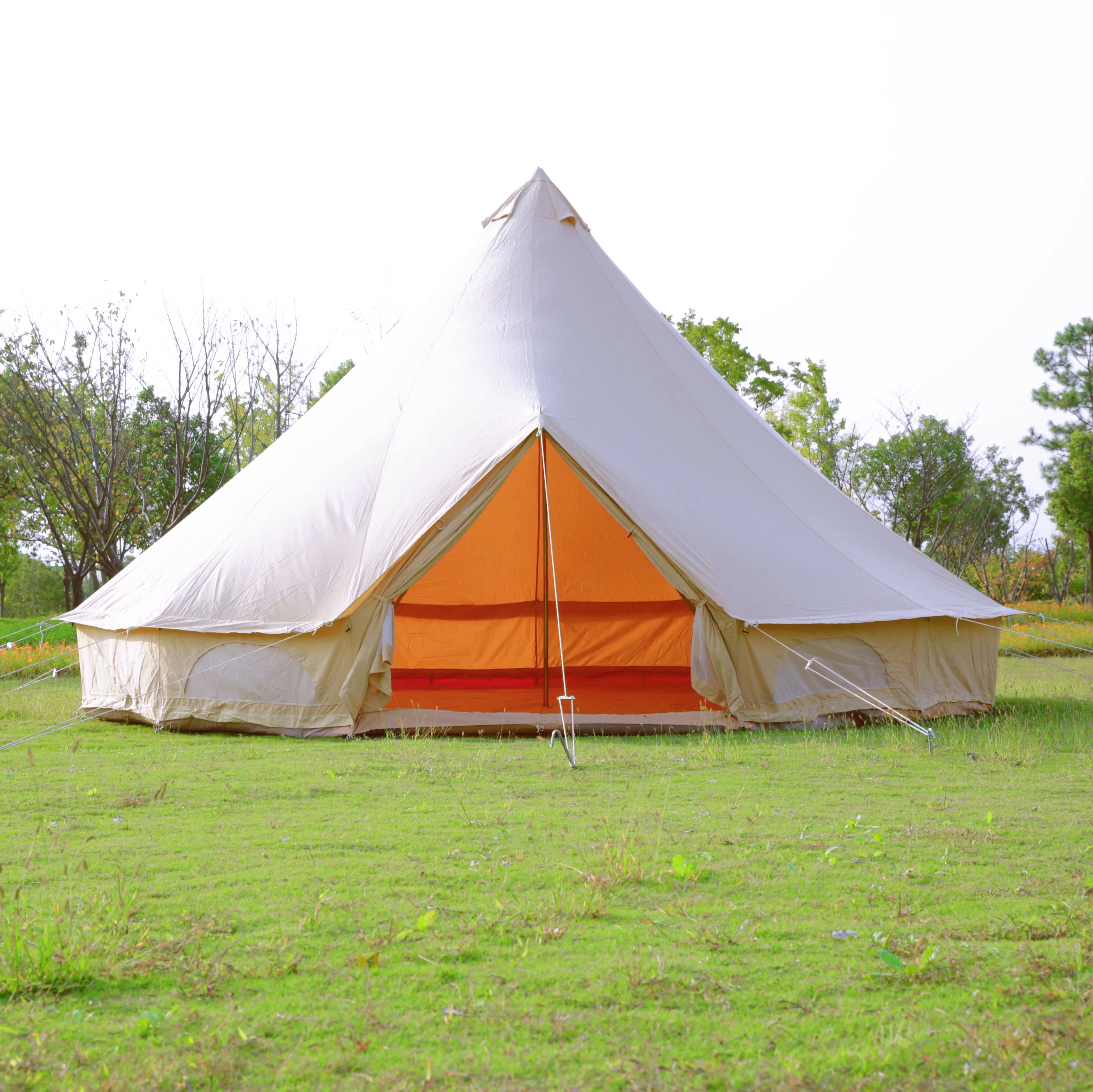 5M diameter outdoor cotton canvas bell tent yurt tents luxury mongolian tent 6 people