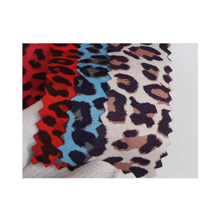 Hot Selling Wholesale Fashion Faux Leather Fabric Leopard Pattern Faux Leather Velvet