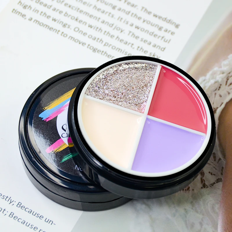 Luxury Nail Set Pudding Mud 4 Colors Solid Cream Nail Gel Palette Soak Off Led UV Gel Nail Polish