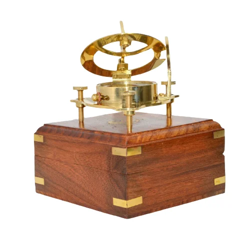 High Quality Brass Sundial Compass With Wooden Box Beautiful Home and Office Desk Decor at Factory Price