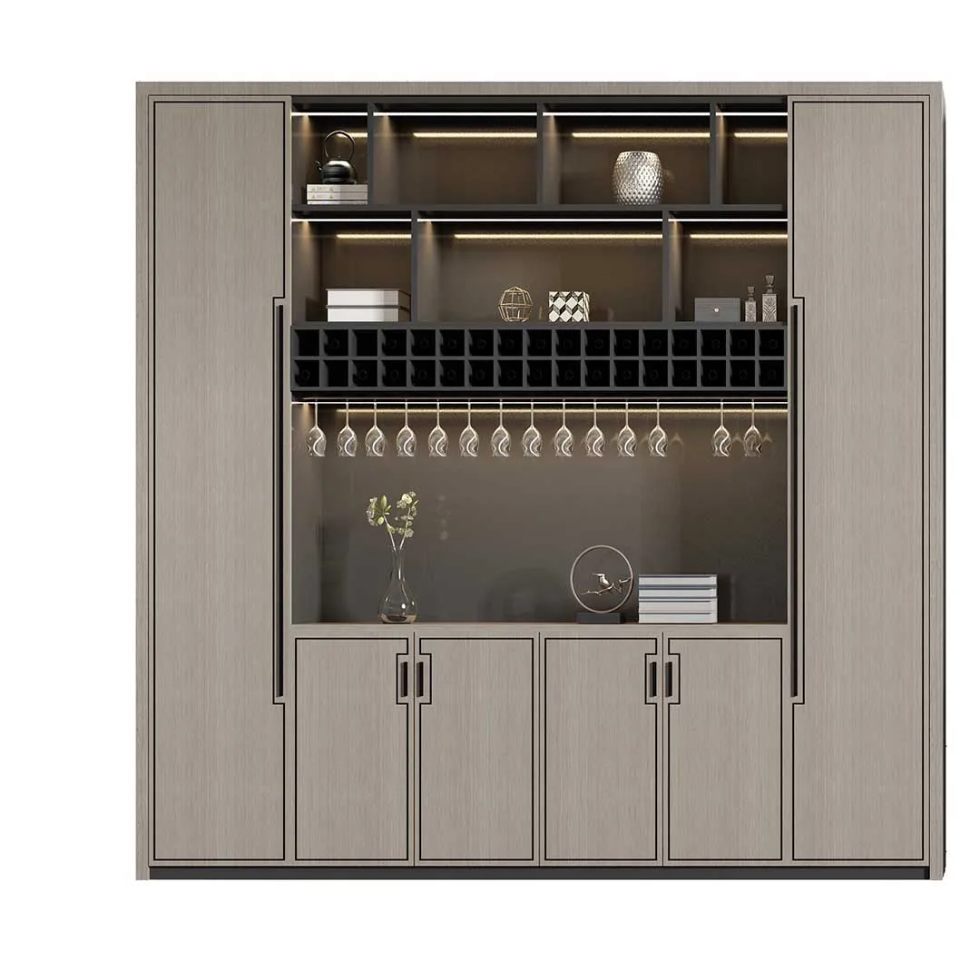 Solid wood dining sideboard wine cabinet storage home kitchen balcony living room storage cabinet integrated against the wall