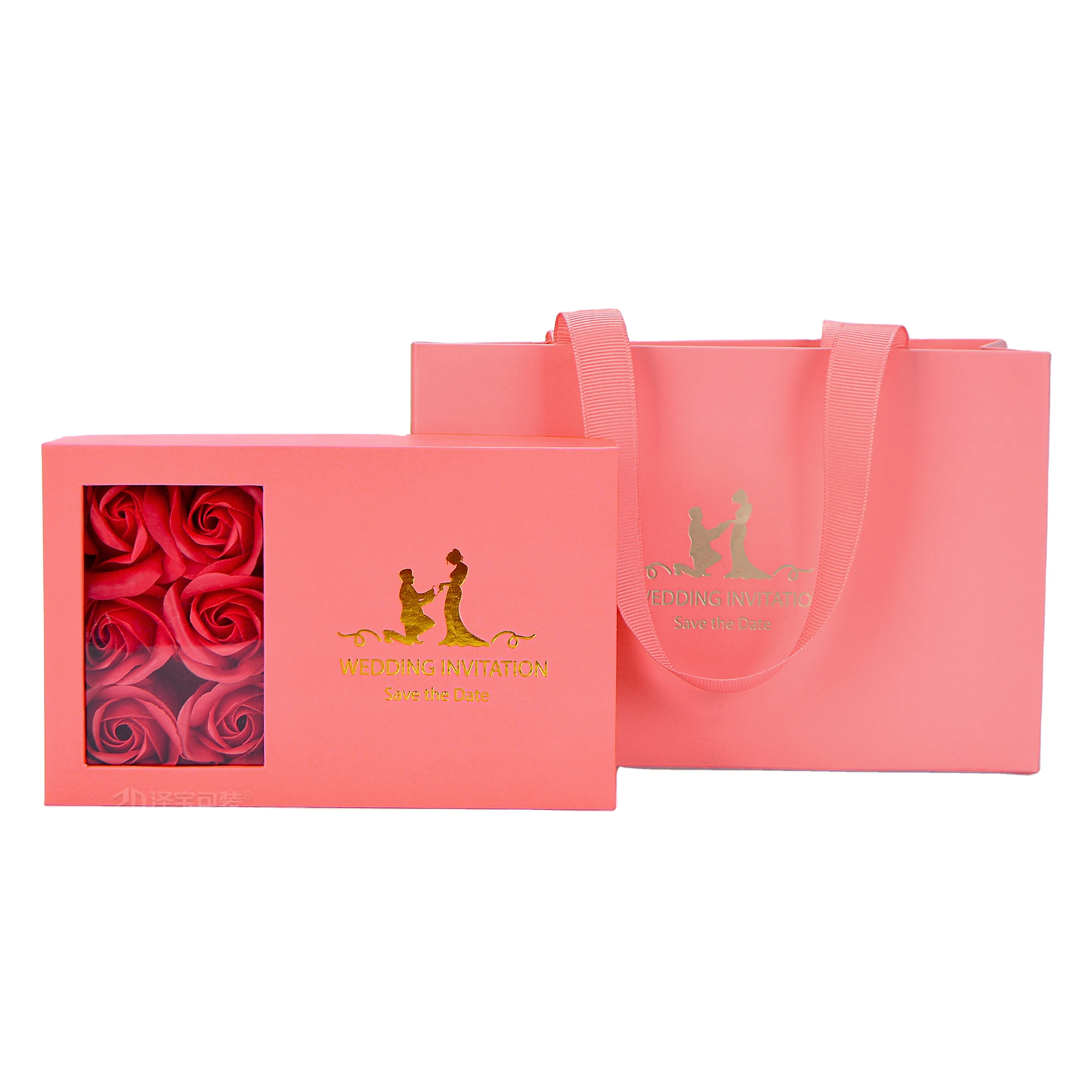 Hot Christmas Day Rose Flower Gift Packaging Boxes Cardboard Forever Love Jewelry Gift Sets Window Boxes